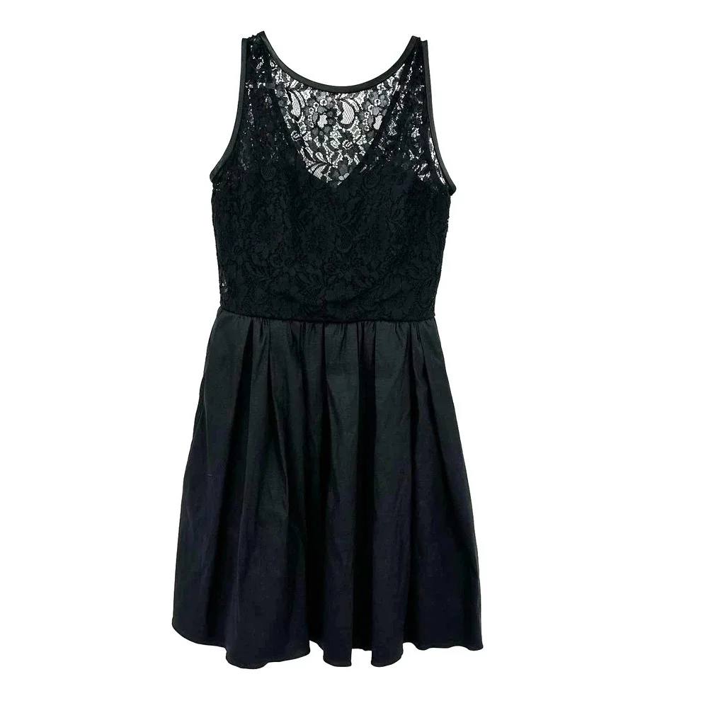 Aqua Dresses size 2 sleeveless black lace bodice mini dress lined‎